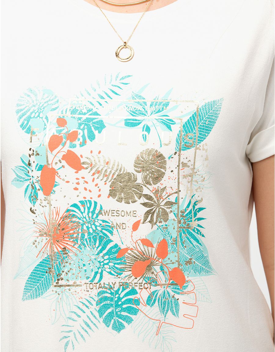 T-shirt écru imprimé