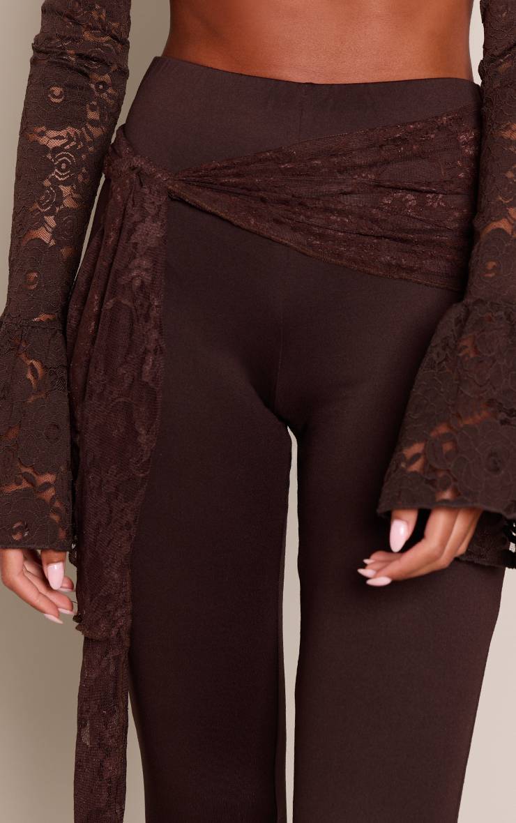 Chocolat Capri En Jersey Avec Détail De Lacet Noué - Coupe Tall