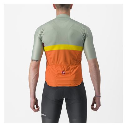 Maillot Manches Courtes Castelli A Blocco Vert/Orange