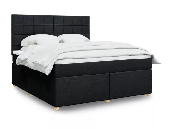 Sommier à lattes de lit avec matelas Noir 180x200 cm Tissu