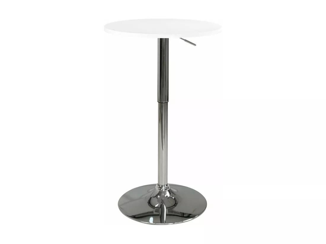 Table de Bar Haute Ø60 cm – Mange-Debout hauteur réglable et Pivotant SETI (Blanc)