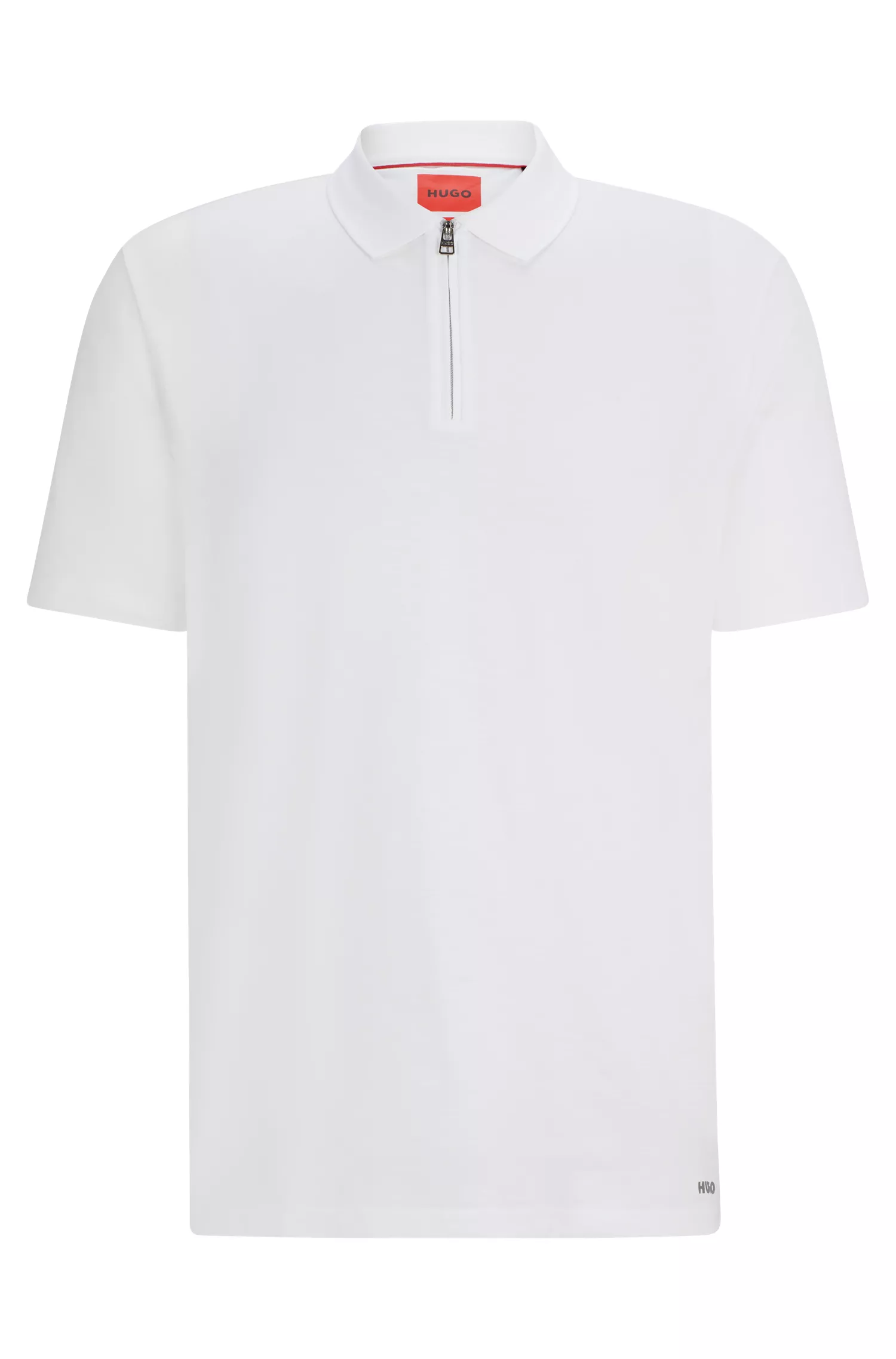 Camisa polo HUGO vermelha em mistura de algodão com fecho de correr.