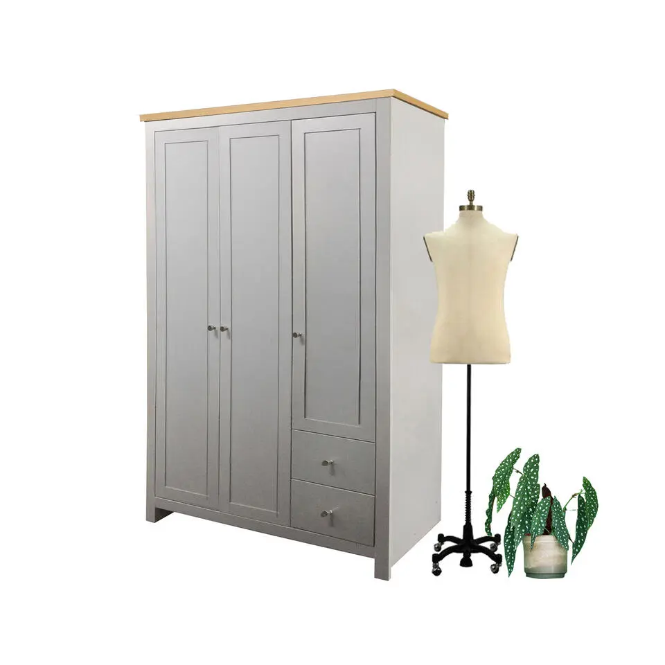 Emerald - Wandkast met 3 deueren en 2 laden in grijs eikenlook