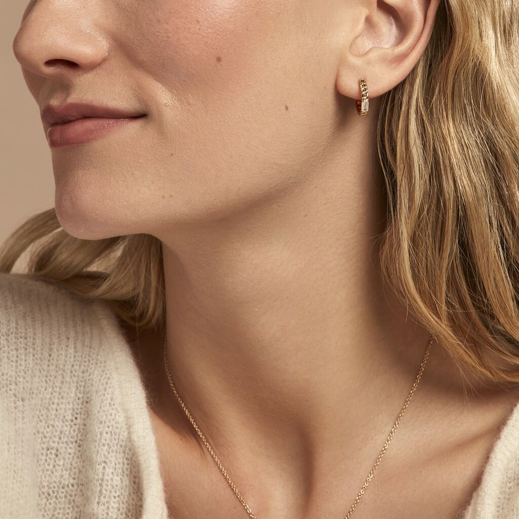 Demi Créoles Eldi Argent Blanc Oxyde De Zirconium