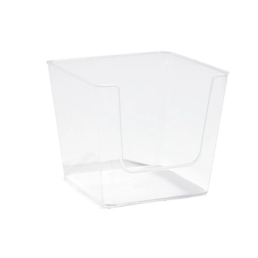 Boîte de rangement salle de bain plastique transparent 16,5x16,5xH14,5 cm
