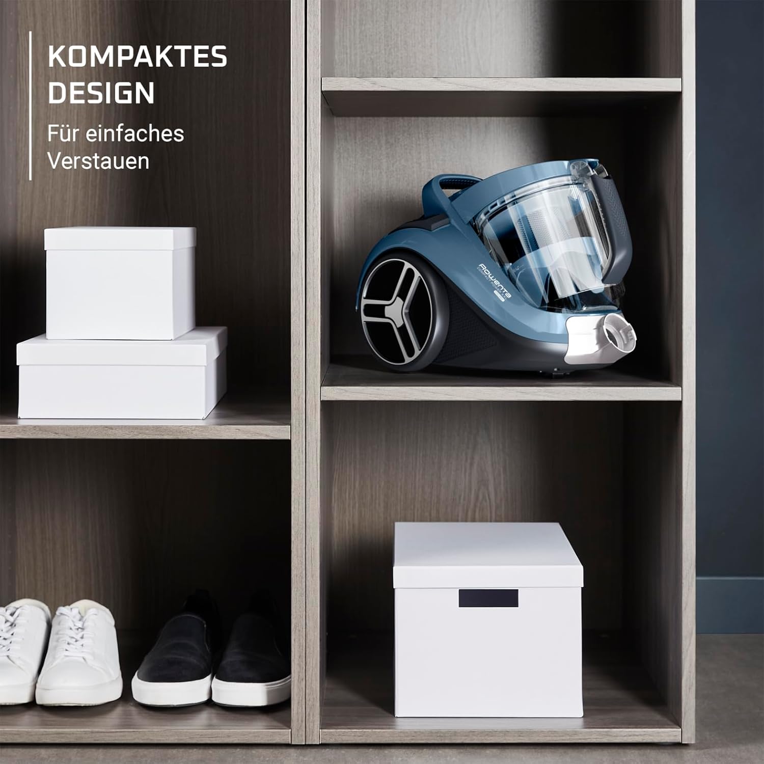 Rowenta Compact Power XXL Bodenstaubsauger 2,5 Liter-Fassungsvermögen, kompaktes Design, EffiTech Motor, einfach zu entleeren, Staubsauger starke Saugleistung, 6,2-Meter-Netzkabel, blau, RO4871EA