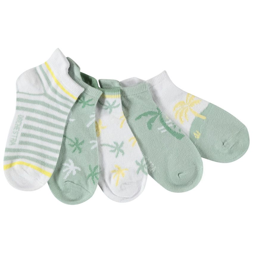 Lot de 5 paires de chaussettes courtes fantaisie pour garçon - Blanc