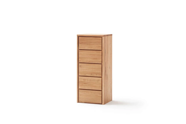Home affaire Schubkastenkommode »Zetra Hochkommode, 5 Schubladen/1 Tür mit Soft-Close-Function« Fertig montiert, Eiche Massivholz, Breite 47 cm