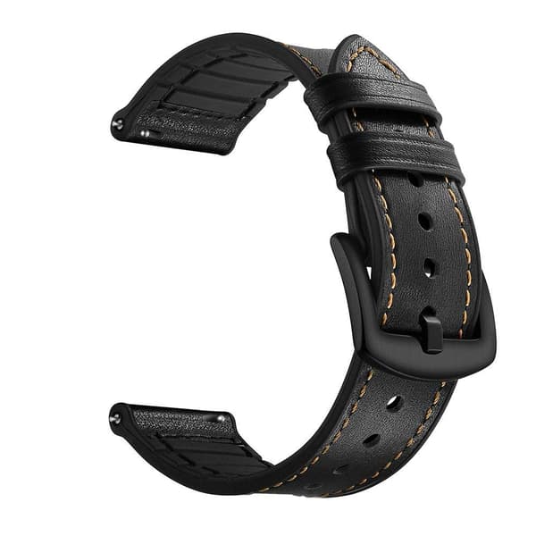 INF Klokkereim i sort lær til Samsung Gear S3 Classic, Frontier, Galaxy Watch 22 mm