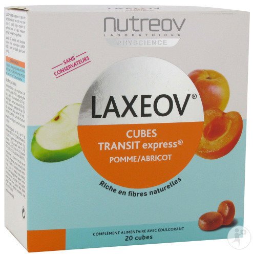 Nutreov Laxeov Cubes Transit Express Pomme/Abricot Complément Alimentaire 20 Cubes
