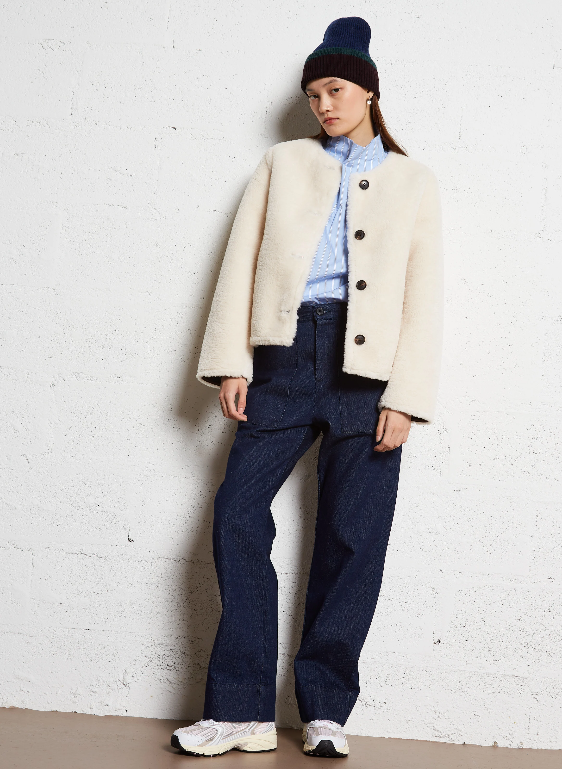 MARYLAND - Veste col rond en fausse fourrure | Marron