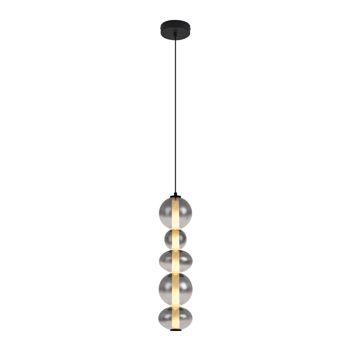 Art Deco hanglamp zwart met smoke en helder glas 5-lichts incl. LED - Lizzy