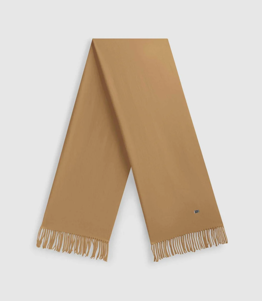 Echarpe unie avec frange camel AURORE