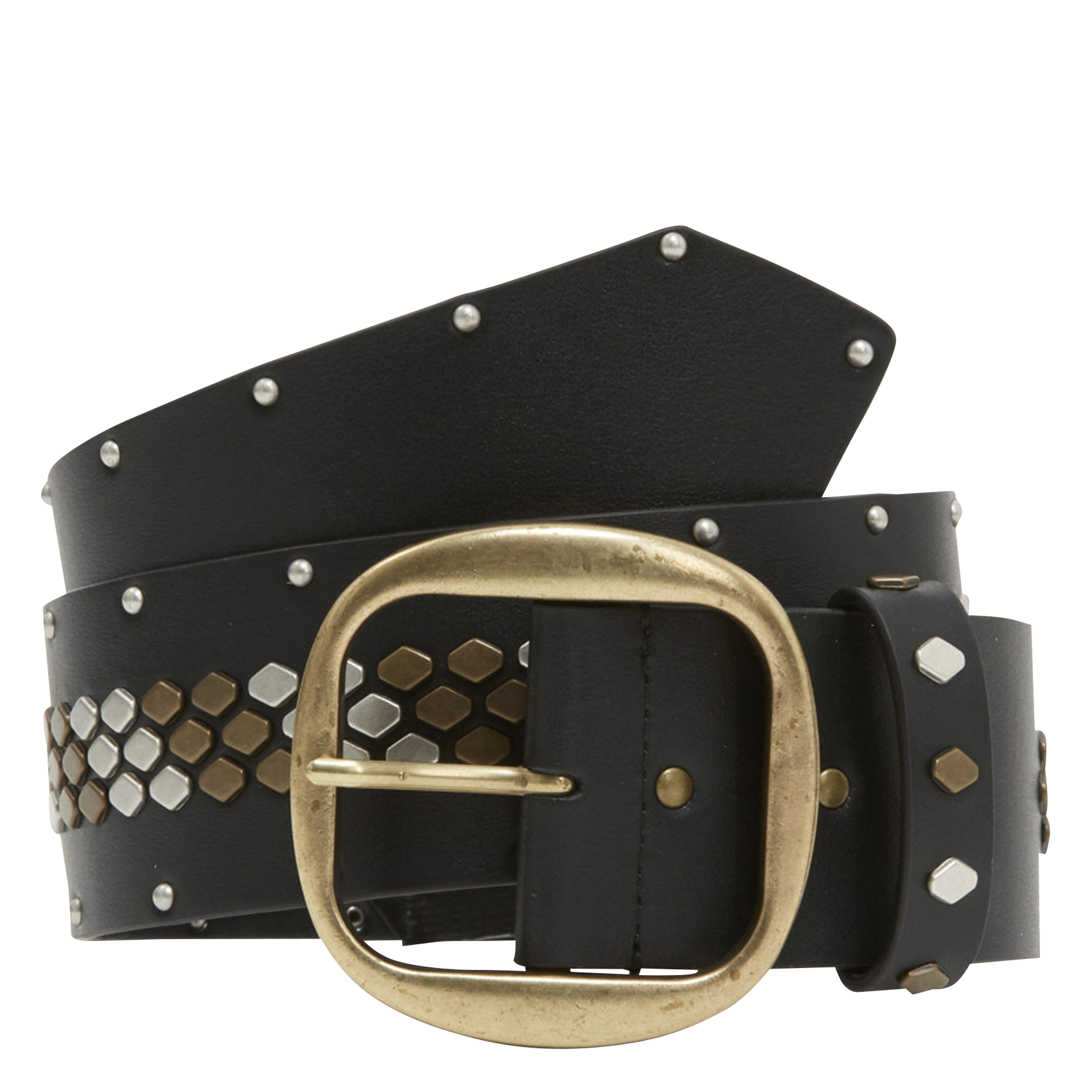 Ceinture cloutée en cuir | Noir