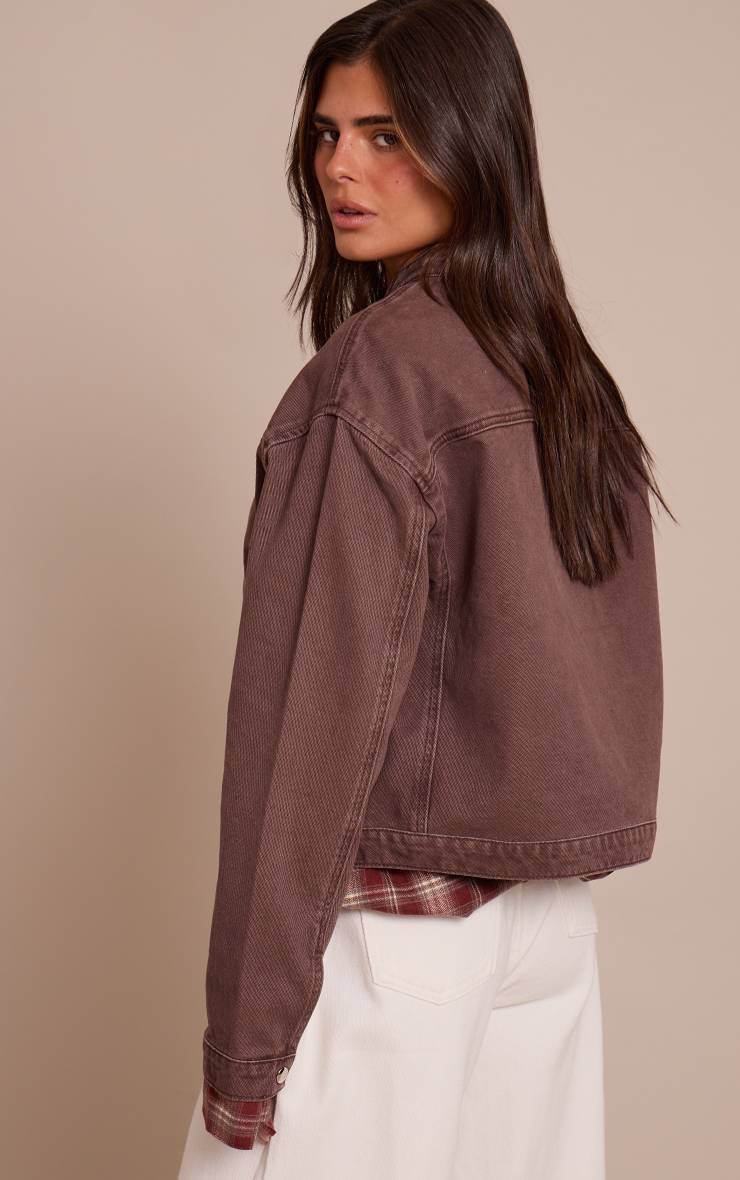 Chocolate Plum Veste En Denim Ample À Col Motard