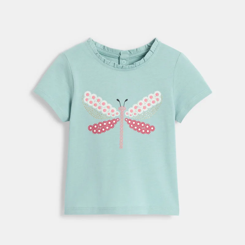 T-shirt libellule en relief bleu bébé fille Bleu