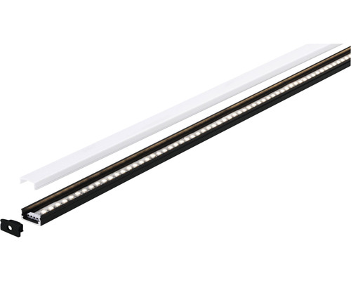 Paulmann aluminium profiel met witte diffuser, basis aluminium/zwart, 2,0 m