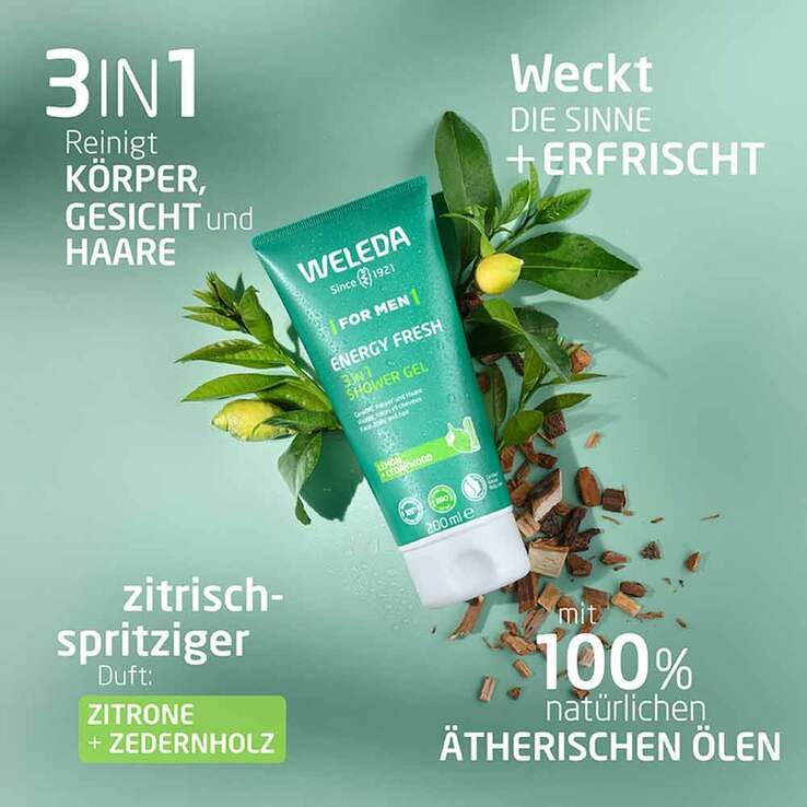 Weleda for Men Energy Fresh 3in1 Shower Gel, 200 ml