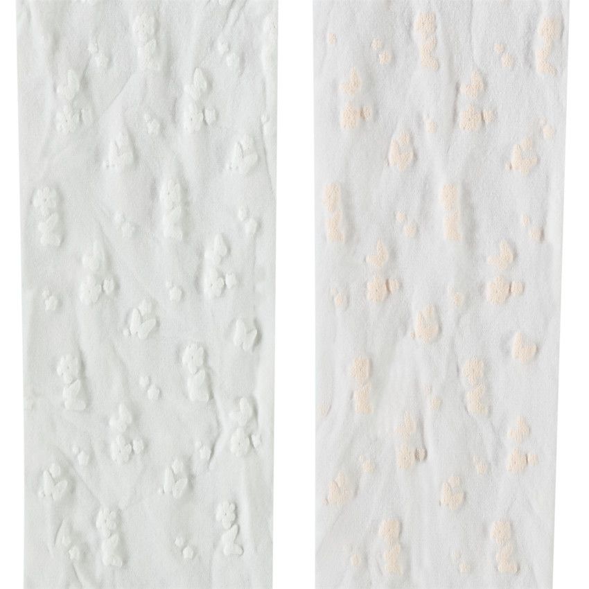 Lot de 2 collants fins motifs floraux en relief pour bébé fille - Ecru