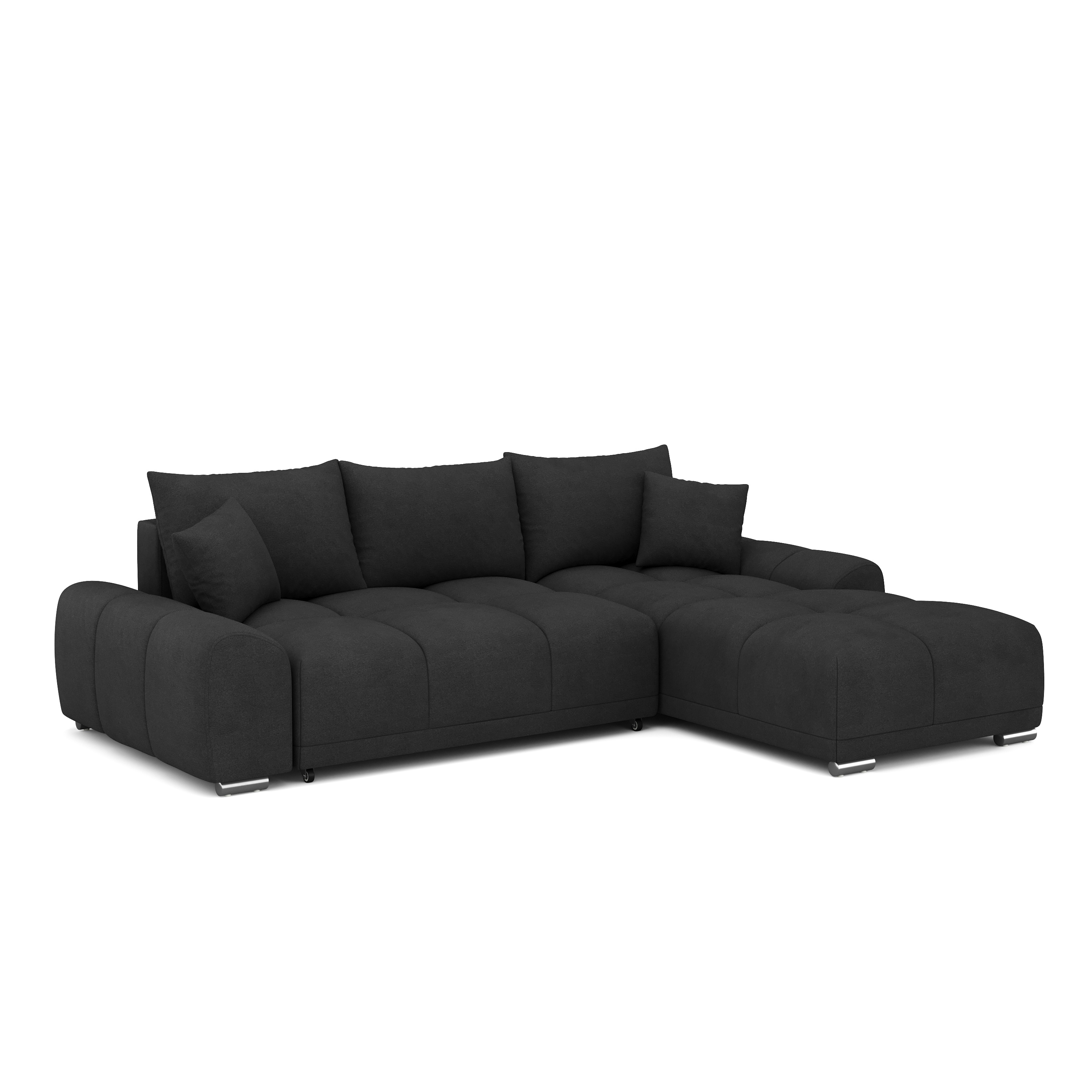Ecksofa mit Schlaffunktion TRAVIS rechts schwarz