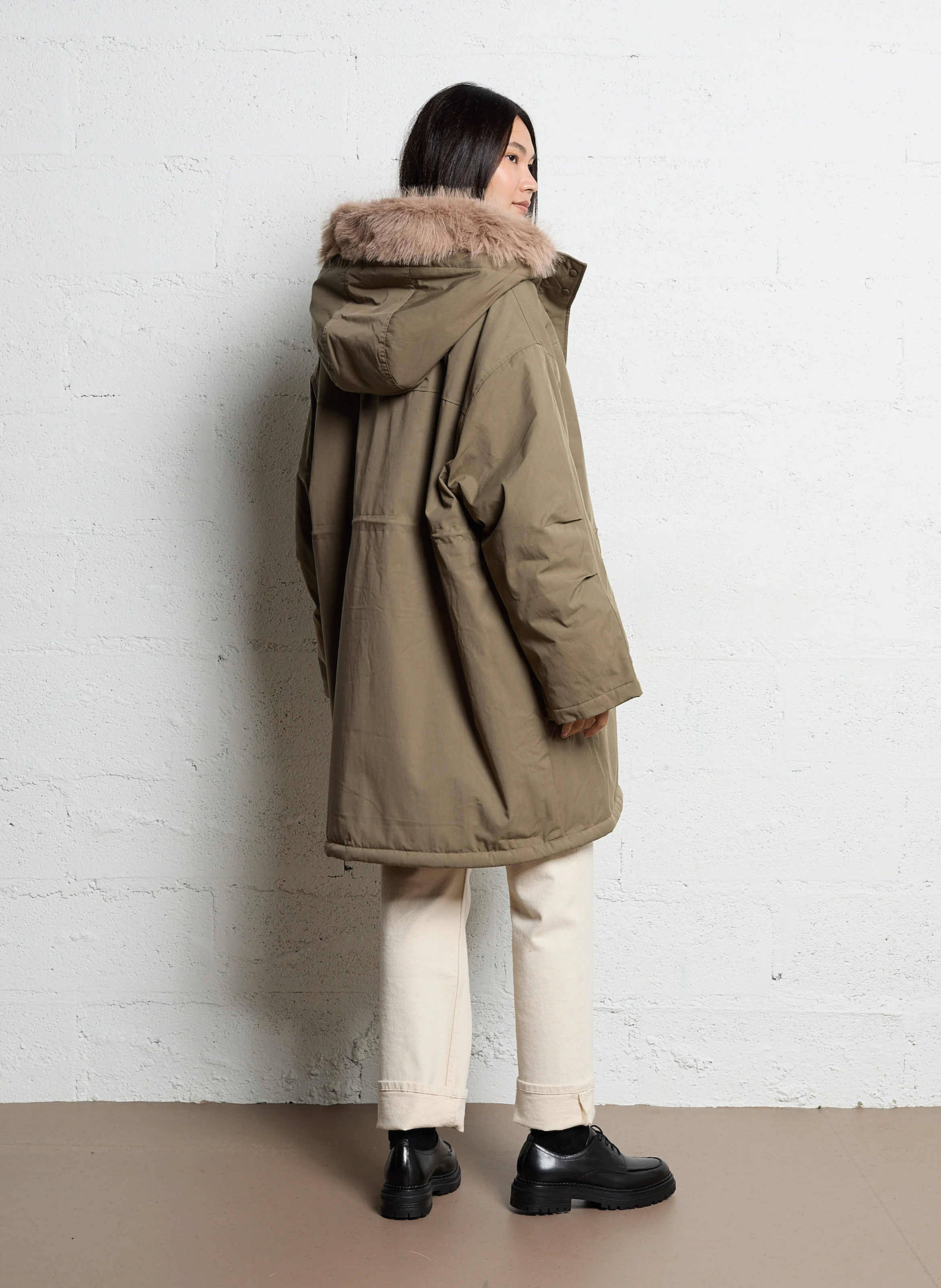 HOGGAR - Parka longue en coton mélangé | Beige