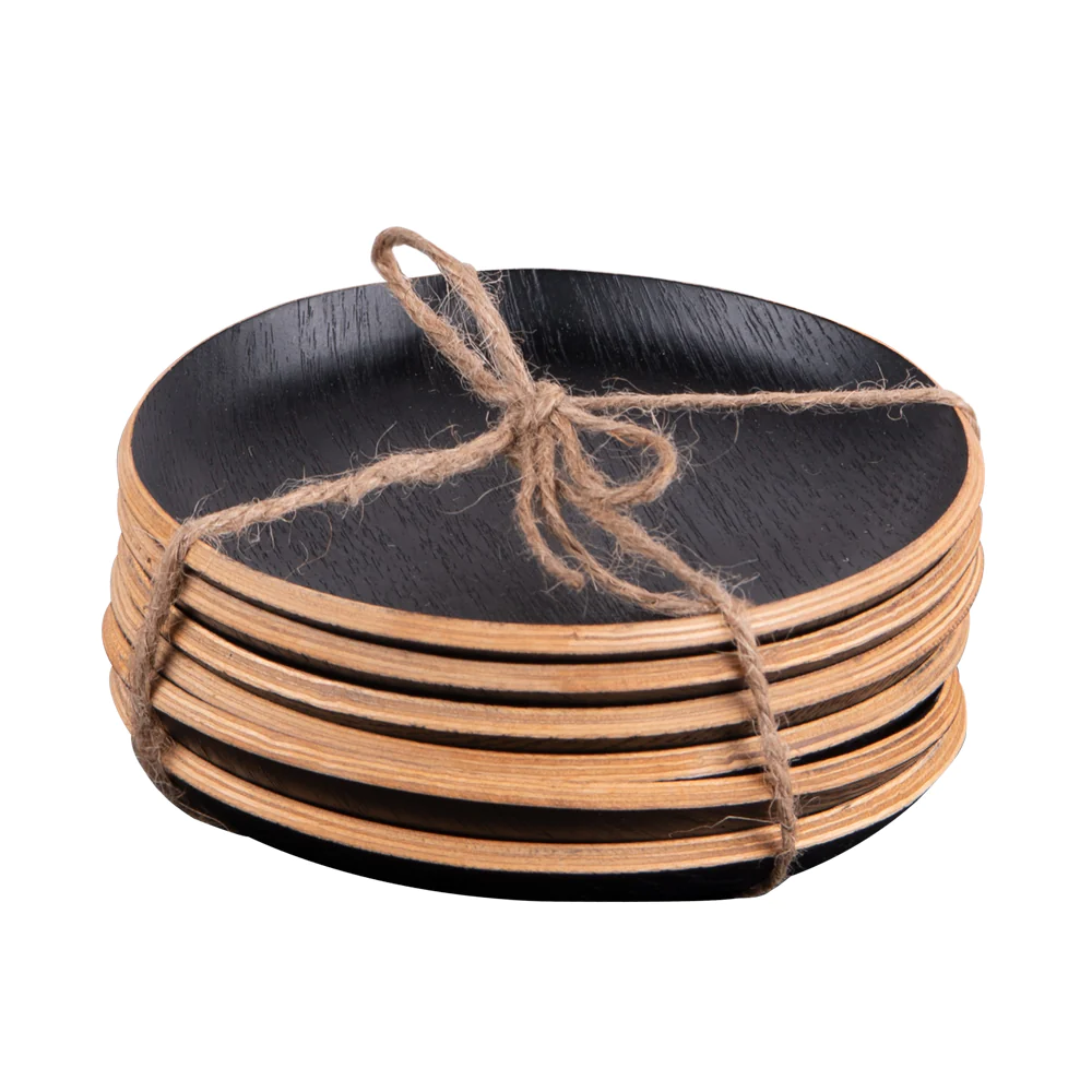 Set de 6 dessous de verre bois noir 12 cm Table passion