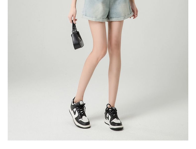Horrysonie - High Waist Washed Denim Shorts