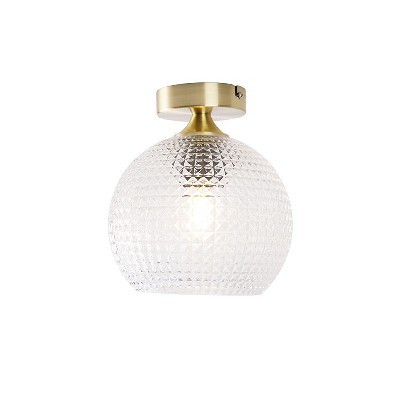 Art Deco plafondlamp messing met helder glas - Sphere
