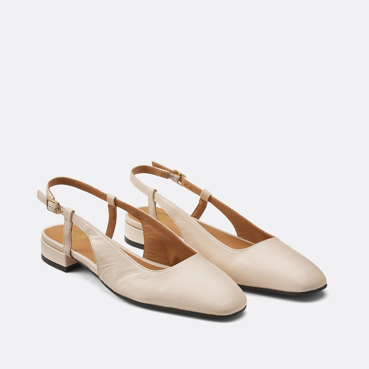COLEÇÕES LA REDOUTE<br>Sapatilhas de ballet com um pequeno salto em couro bicolor