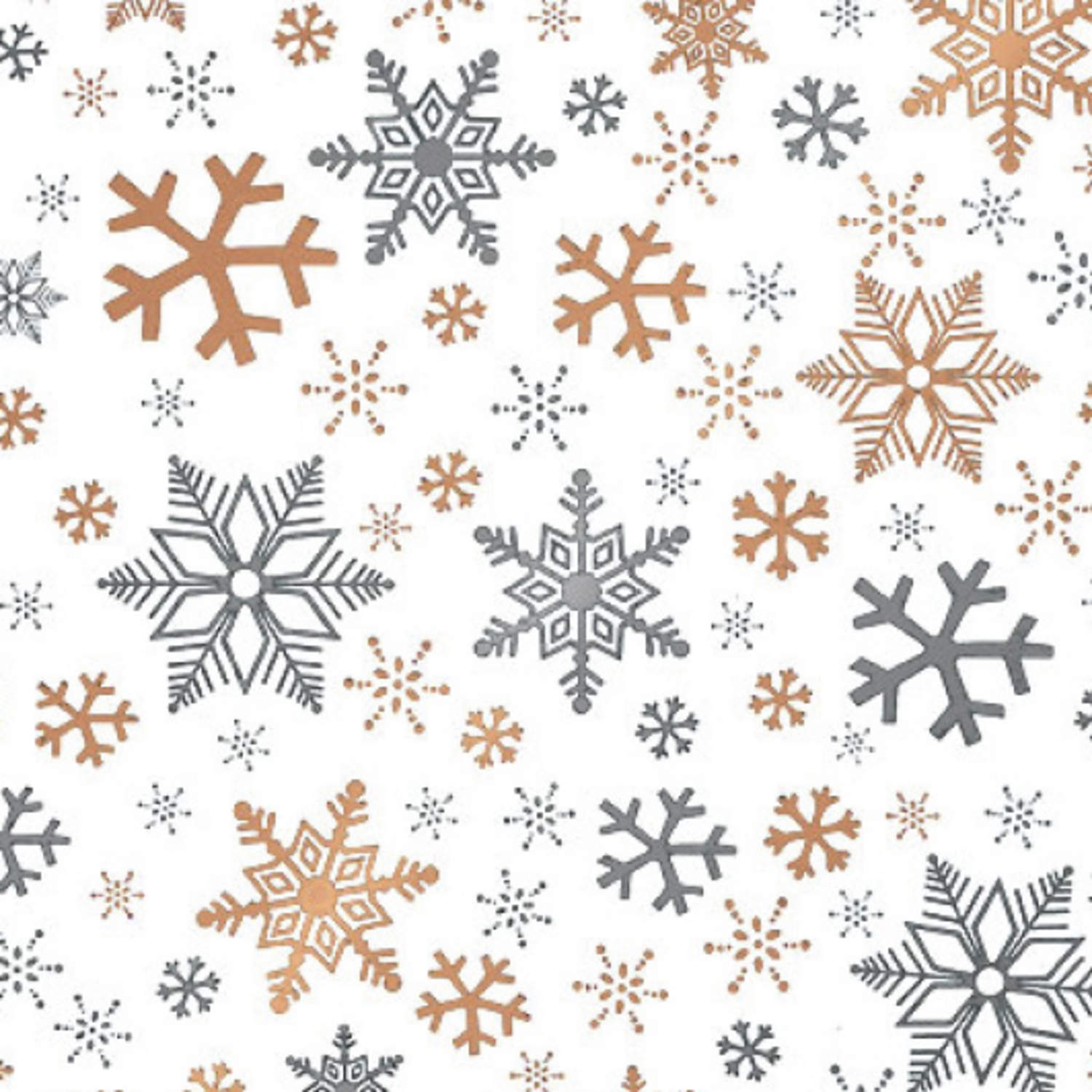 Cadeaupapier, 50cm, 100m, Sneeuwvlok, wit/goud/zilver