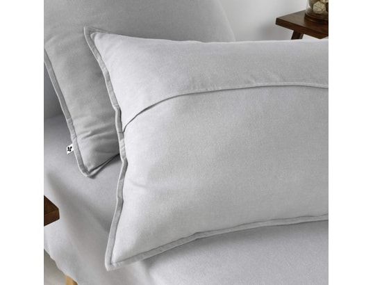 TERRE DE NUIT - Taie d'oreiller Lot de 2 taies d'oreiller flanelle gris 63x63 cm