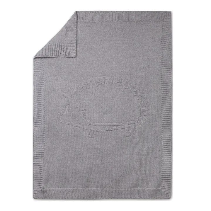 Tartine et Chocolat Plaid Hérisson en laine mélangée 75x100 cm | Gris clair