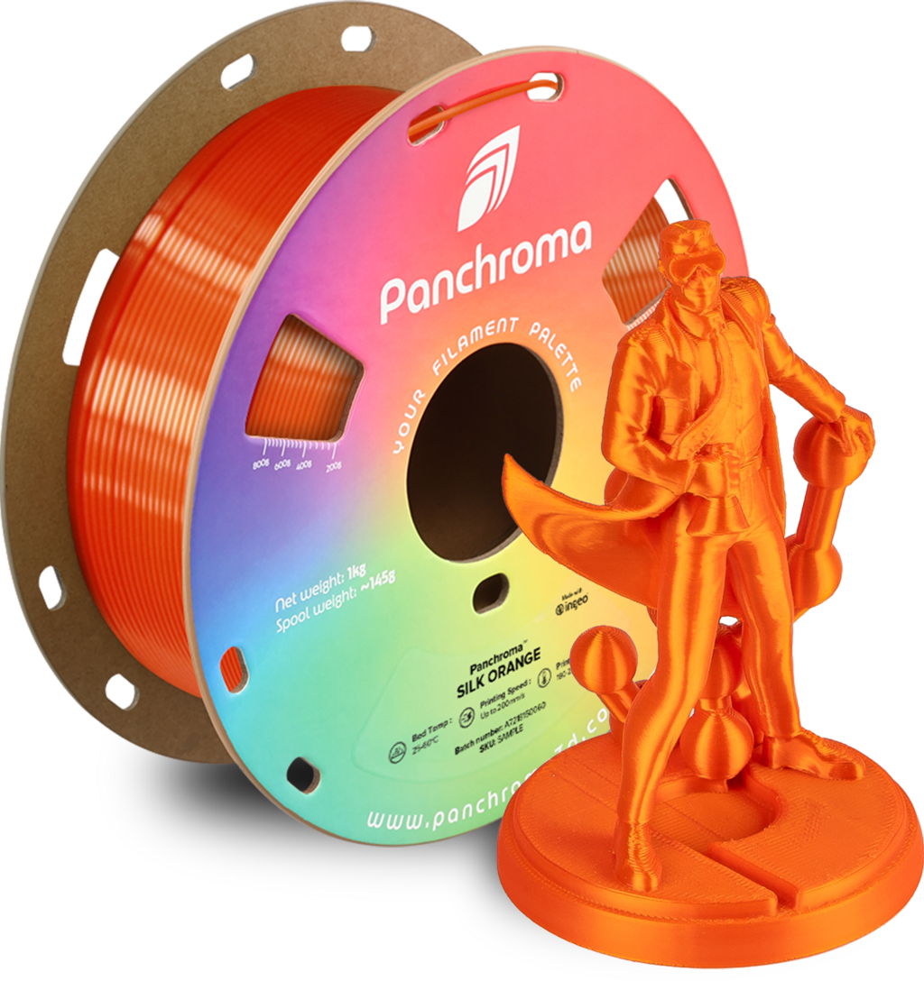Polymaker  Panchroma™ PLA Silk Orange, 1,75 mm / 1000 g    Der Glanz der Eleganz in Orange