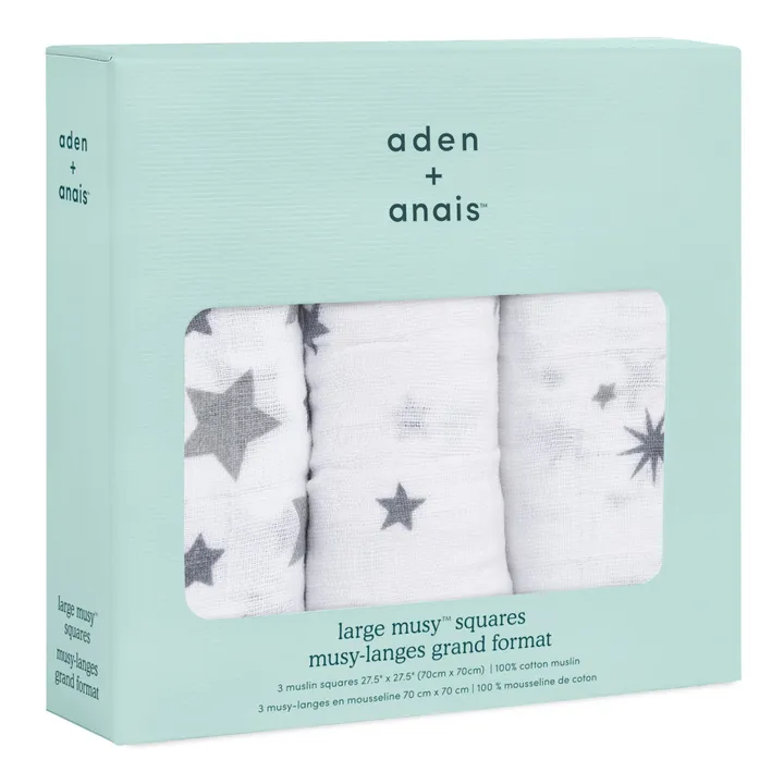 aden + anais Lange 70x70 cm - Etoiles gris - Pack de 3
