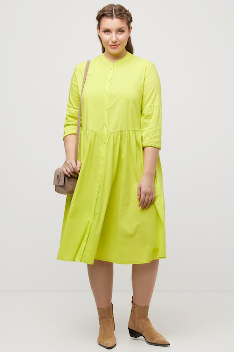 Blusenkleid, A-Linie, Quernaht, Stehkragen, 3/4-Arm