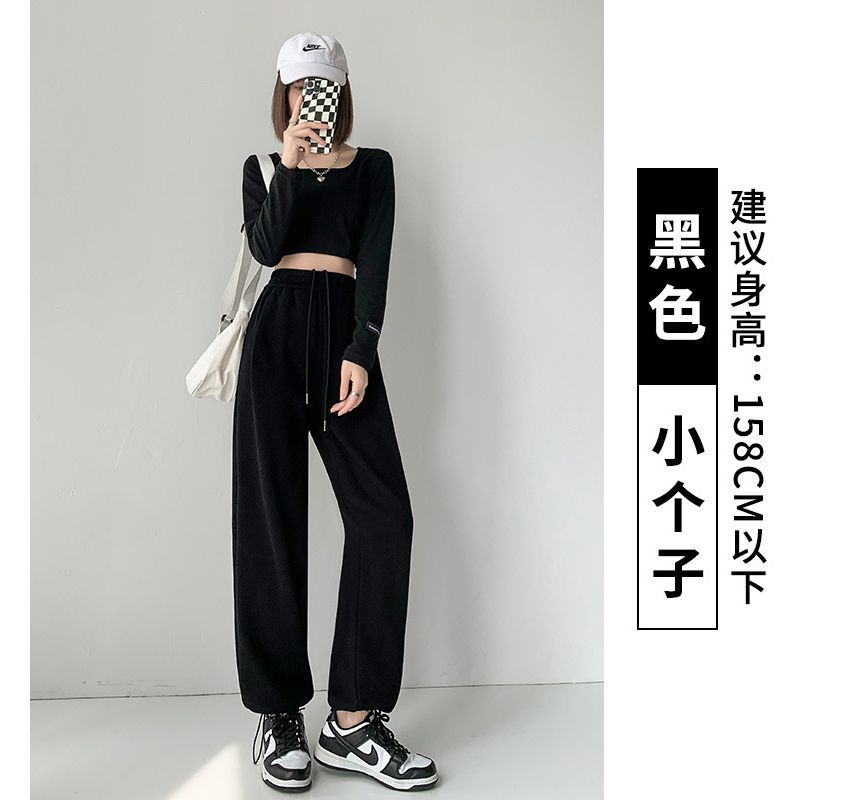 Dovitade - Hoge taille geribbelde harem joggingbroek met trekkoord (verschillende ontwerpen)