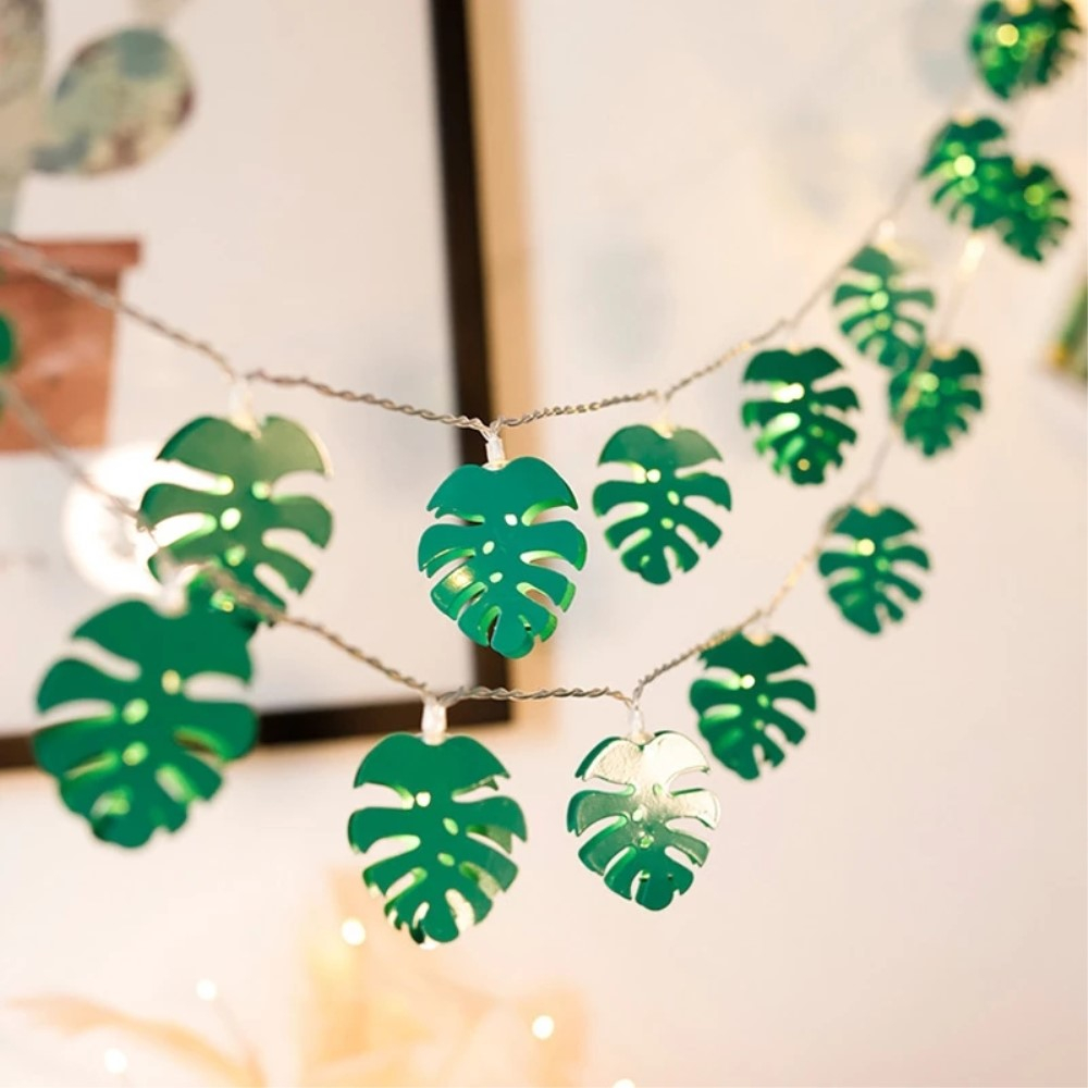 (3m) 20 LED's Sommer Deko Lichterkette Palmblätter Beleuchtung (Batteriebetrieben) - Warmweiss