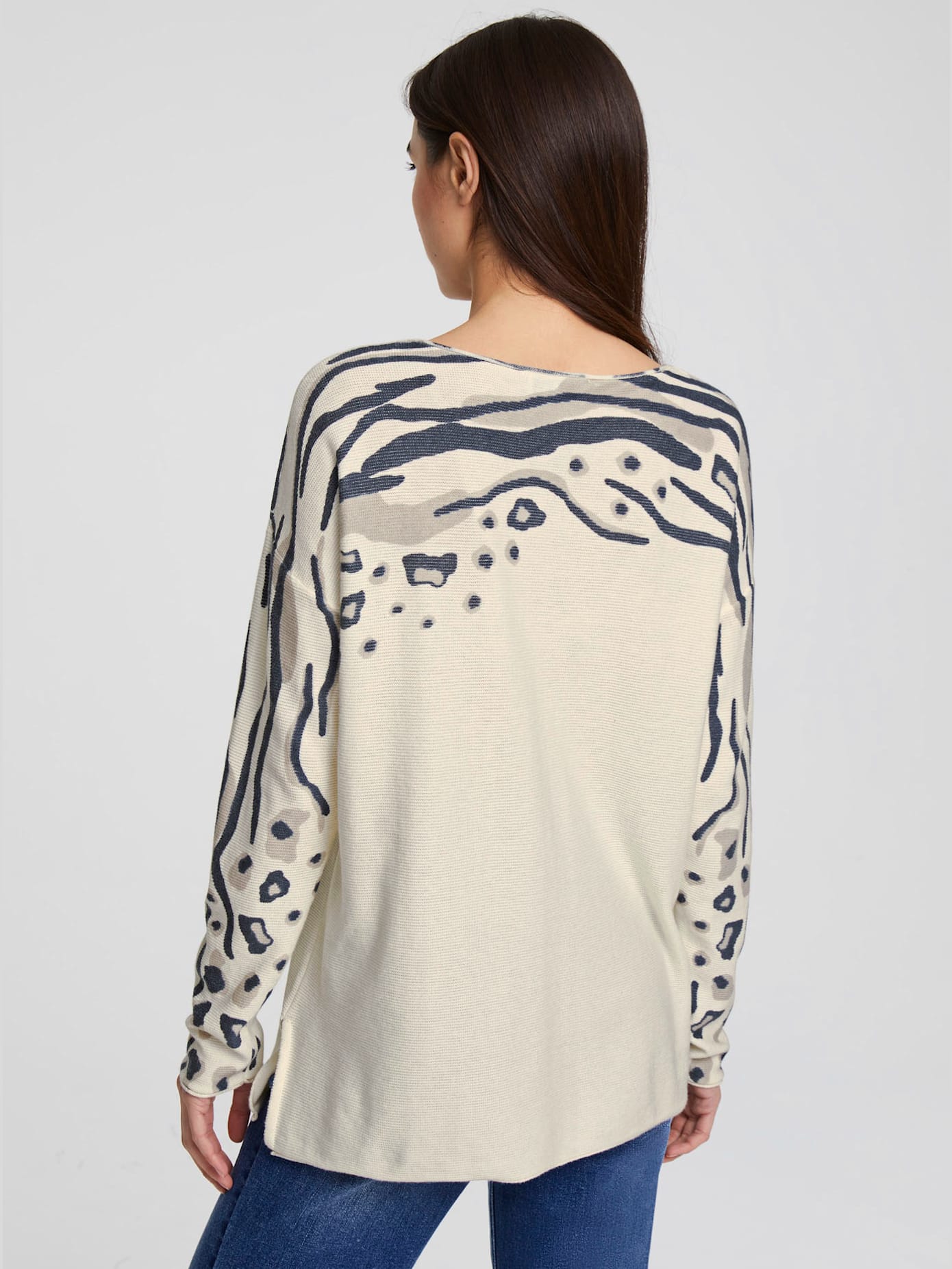 Pull imprimé tricot fin imprimé