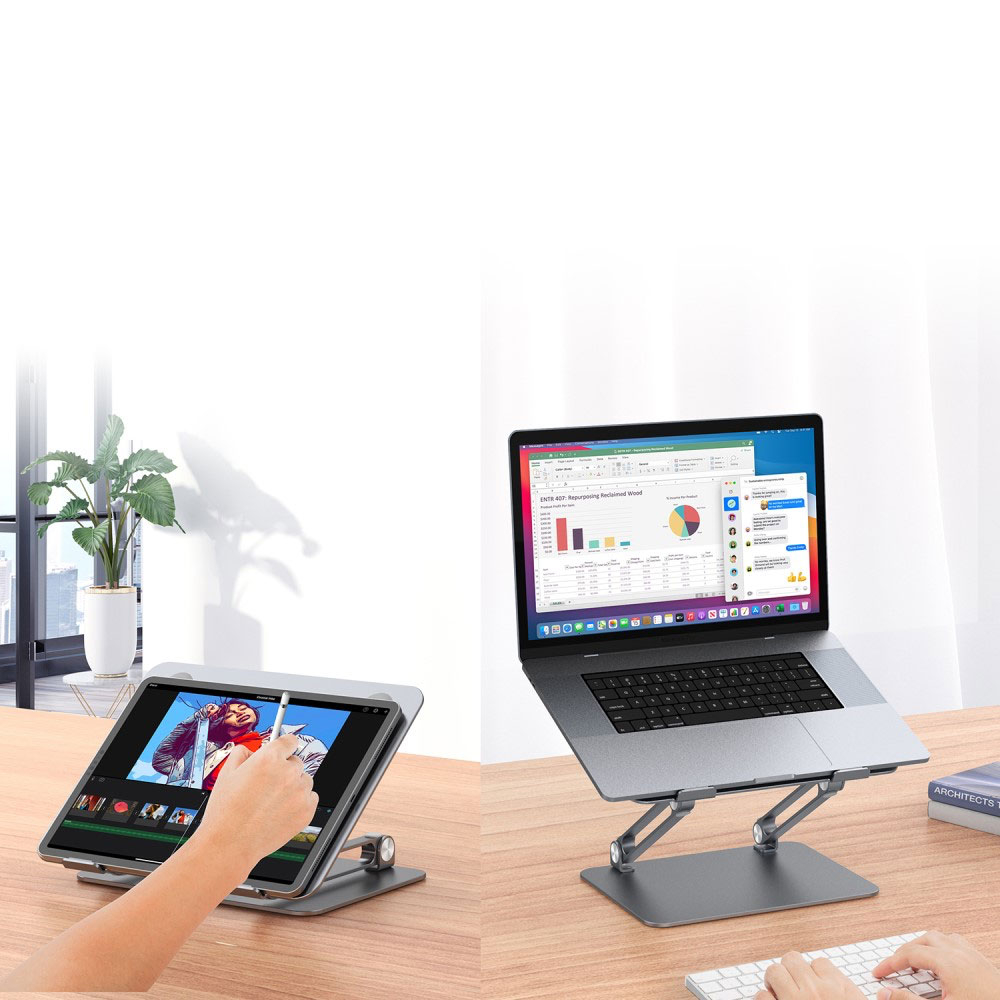 Passiv Kühlender MacBook / Laptop Alu Ständer Halterung Höhenverstellbar (10