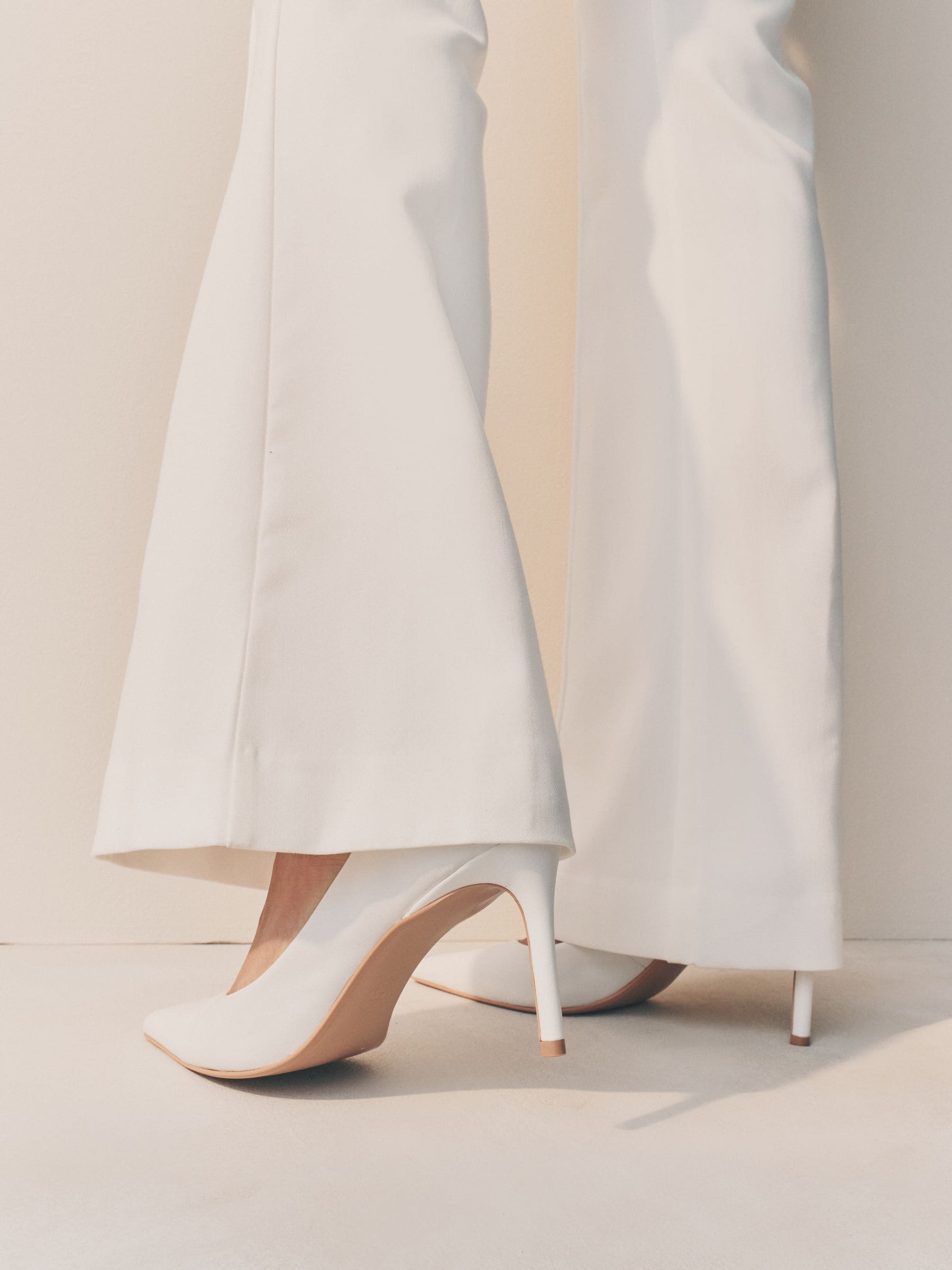 Wit - Leren mid-court pumps