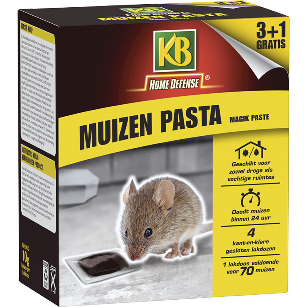 KB Home Defense Muizen Pasta Alfachloralose Kant-en-Klare Lokdoos Magik Paste4 stuks