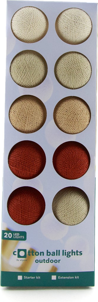 Cotton Ball Lights lichtsnoer Fall starter kit crème/koper 7,4 m met 20 lampen