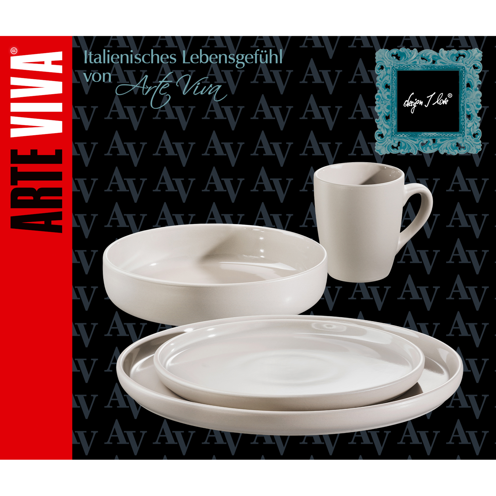 Tee-und-Speiseset - creme - Steingut - 16-teilig
