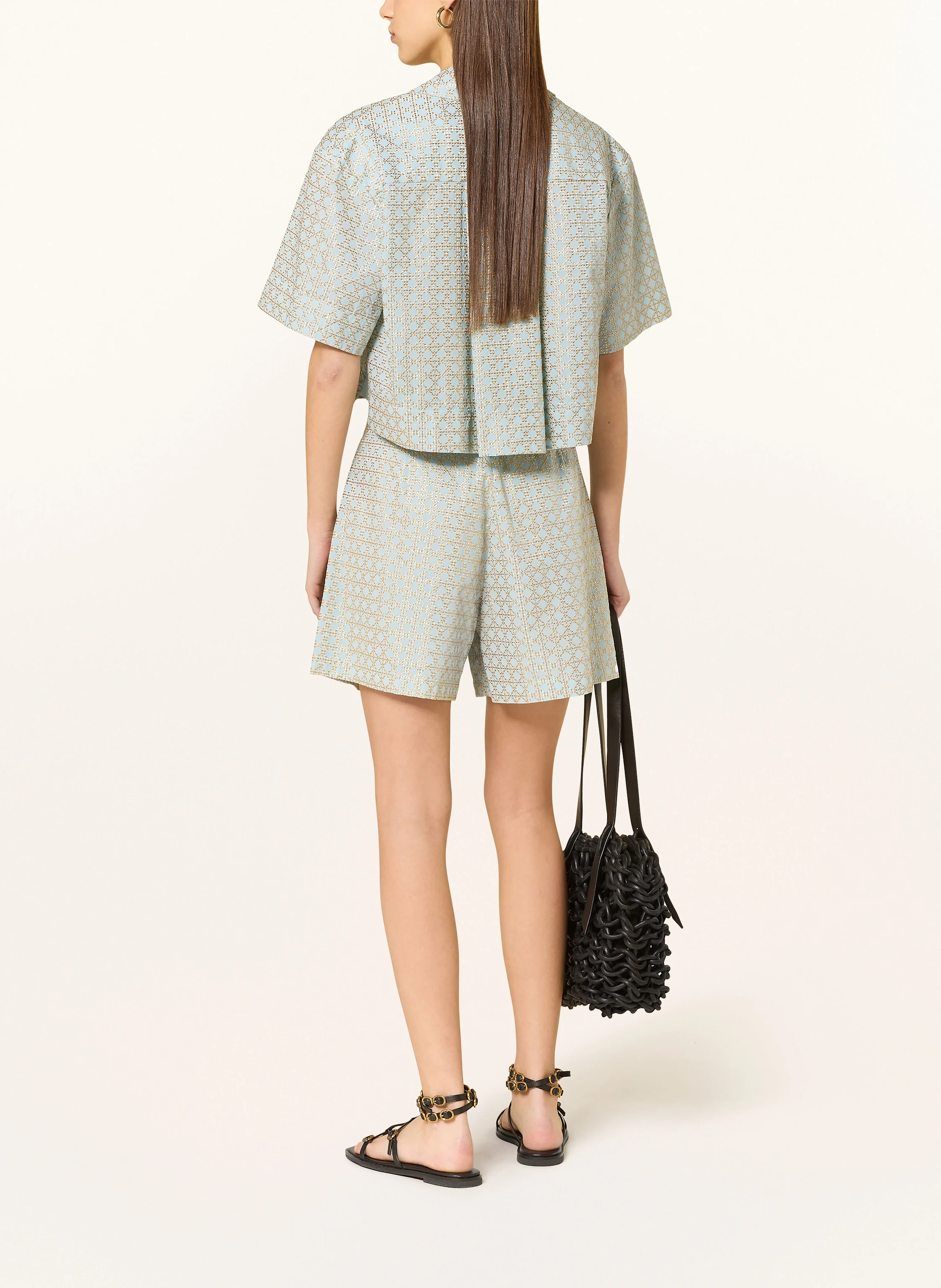 Greek Archaic Kori Cropped-Bluse CROSS mit Glitzergarn
