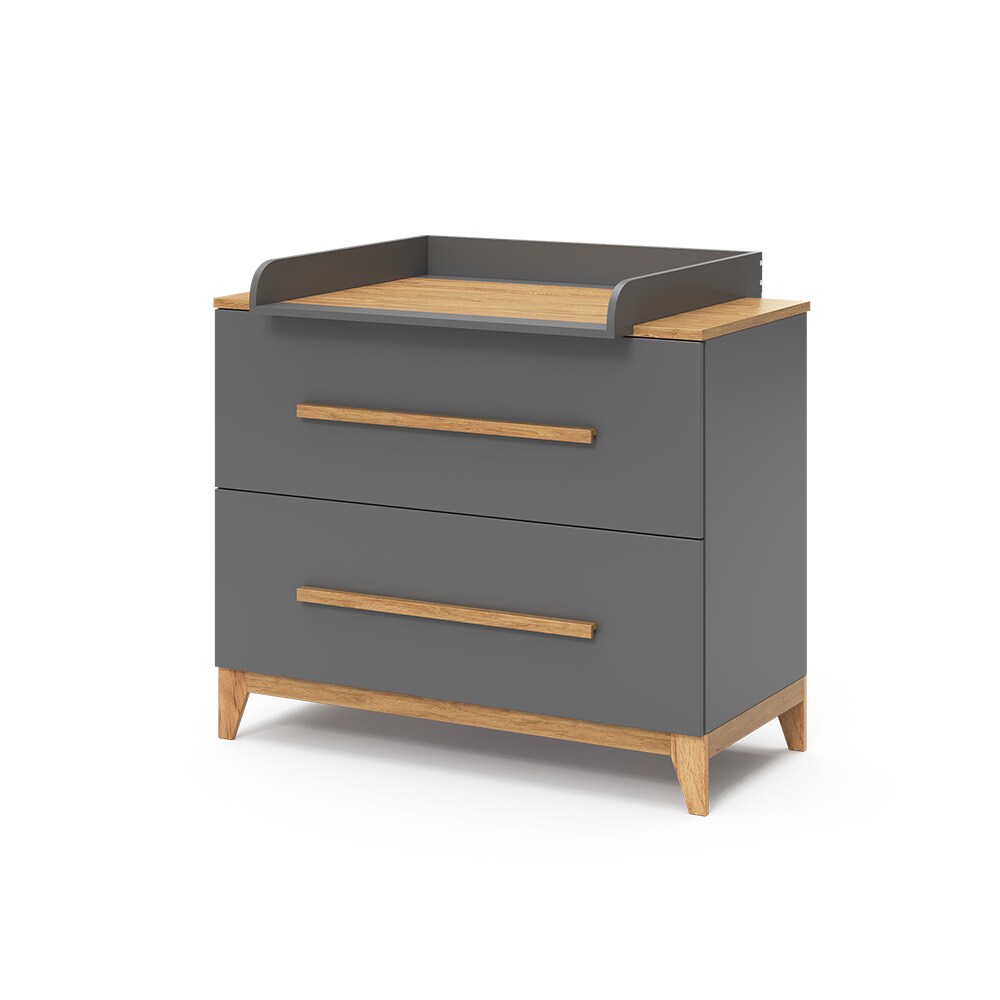 VitaliSpa Wickelkommode Malia 108 x 98 cm, Grau Eiche, Wickeltisch inkl. Wickelauflage