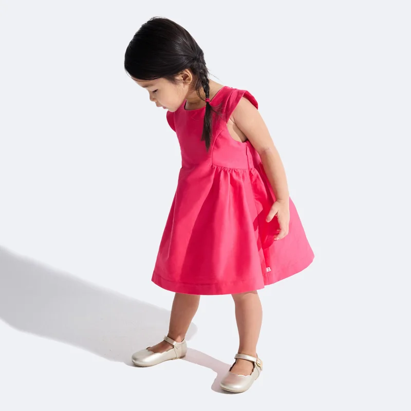 Robe de fête coton et lin rose bébé fille Rose