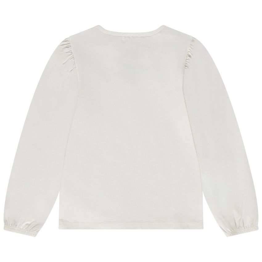 T-shirt manches longues motif papillon en strass pour fille - Ecru