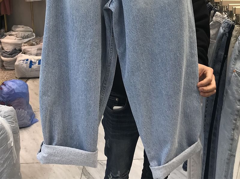 Wildfoea - Mid Rise Distressed Washed Harem Jeans