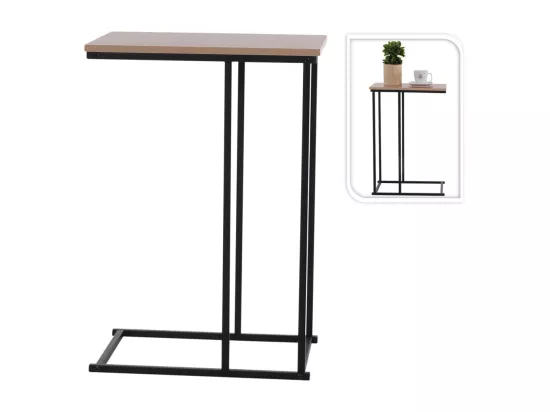 Table d'appoint avec dessus en MDF naturel et noir