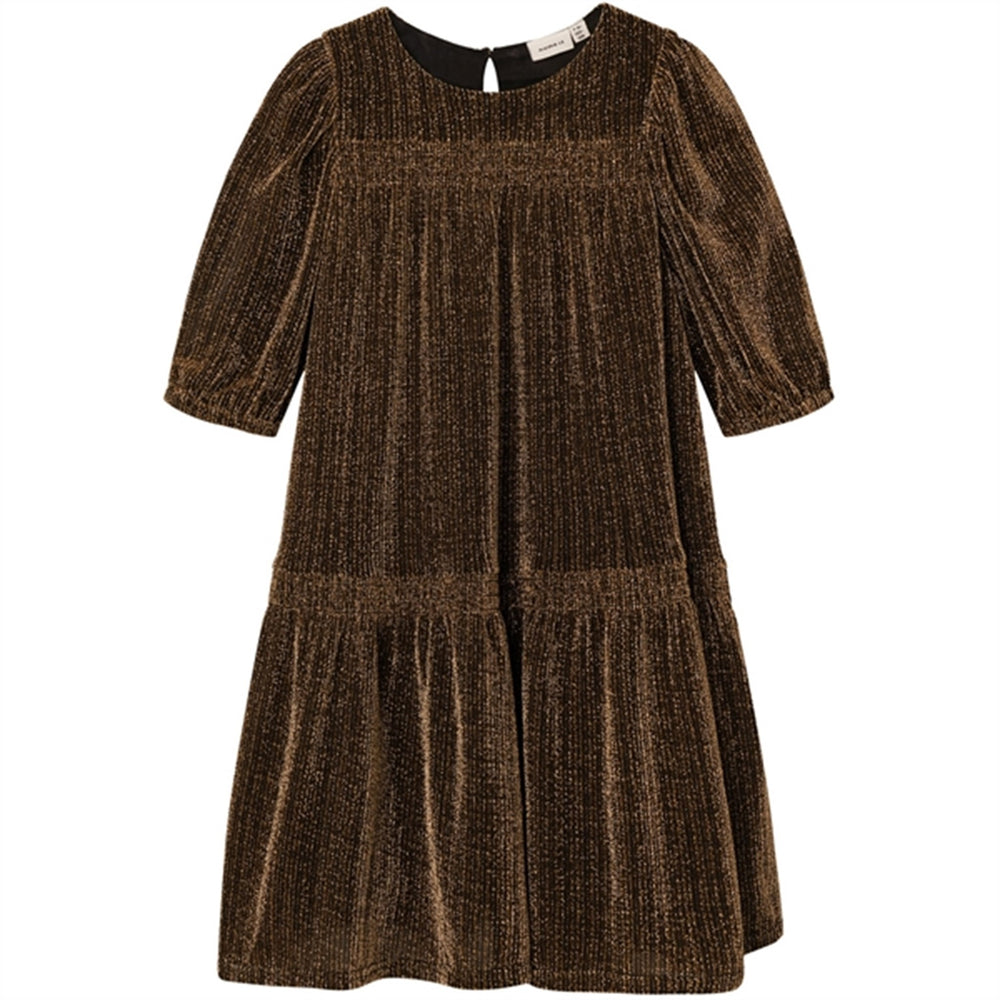 Gold Colour Risilk Kjole - Name It → Luksusbaby.dk